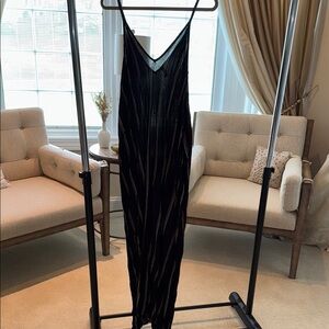 Black and Gold Striped Maxi Dress